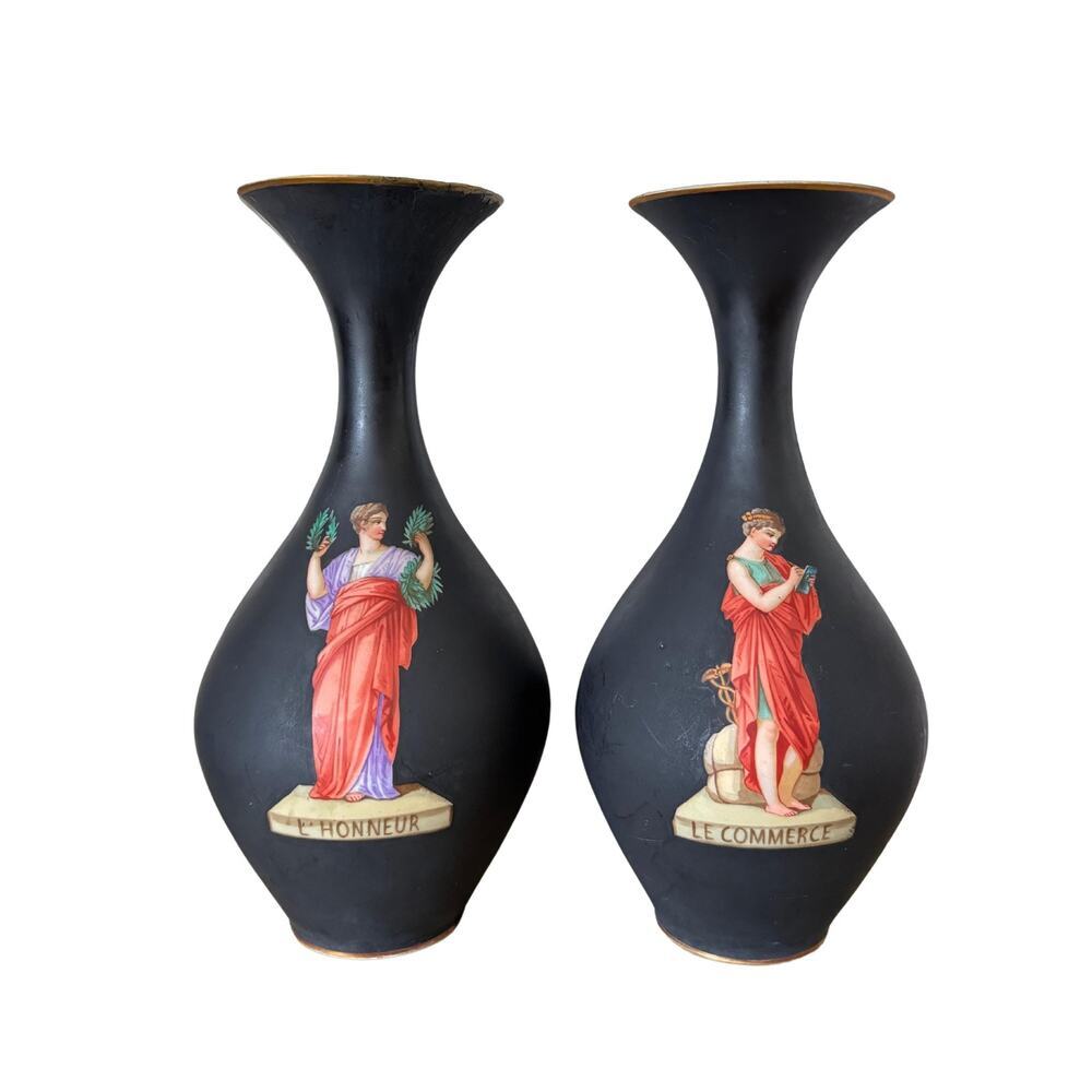 Early 1900s Antique French Vase Pair Sevres European Vases Poercelain